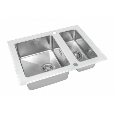 Мойка со стеклом ZorG GS 6750-2 white