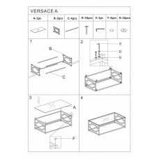 Стол журнальный SIGNAL VERSACE A прозрачный/серебряный, 120/60/40