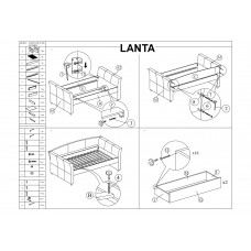 Кровать SIGNAL LANTA tap. 54 серый, 90/200