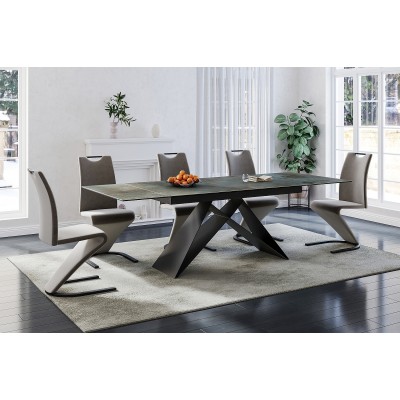 Стол обеденный SIGNAL WESTIN CERAMIC бирюзовый Ossido Verde/черный мат, 160-240/90