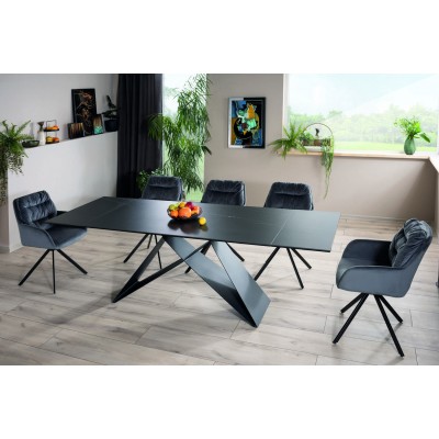 Стол обеденный SIGNAL WESTIN CERAMIC черный Sahara Noir/черный мат, 160-240/90